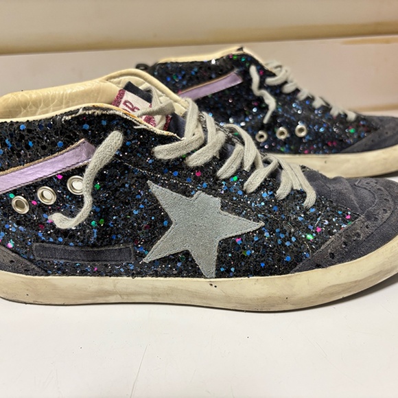 Golden Goose Slide Sneaker Size 40 Dark Navy Glitter - Picture 4 of 10